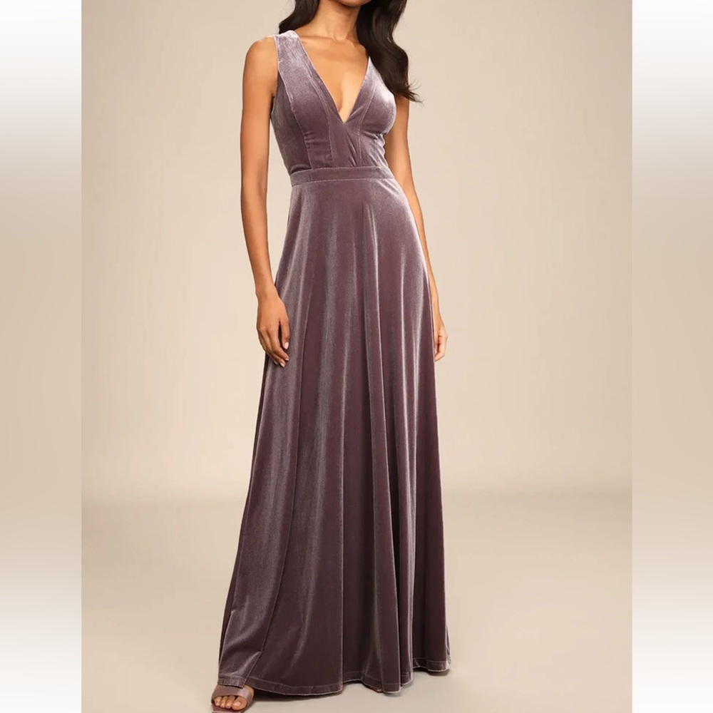 Lulus Beautiful Night Dusty Purple Velvet Sleeveless Maxi Dress